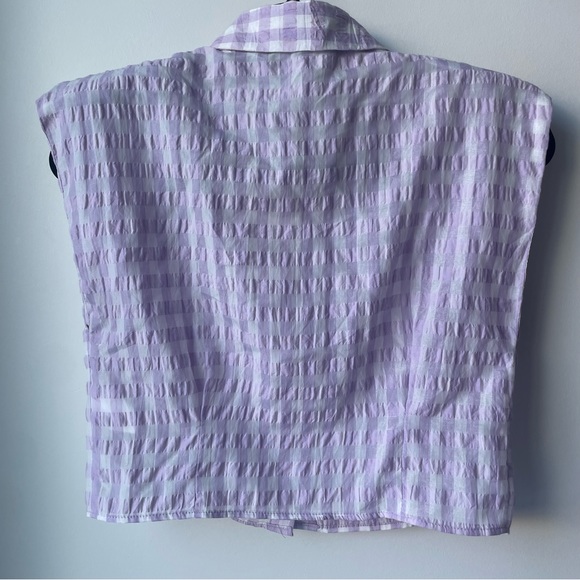 Rare! Zara Lavender Shoulder Pad Sleeveless Crop Blouse - Picture 3 of 6
